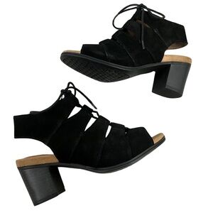 Rockport Hattie Black Nubuck Leather Lace Up Sandal, New in Box